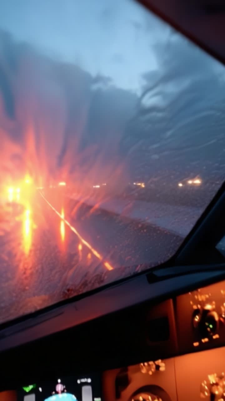 Scena Astratta Vibrante dalla Prospettiva di un Veicolo con Riflessi e Scie Luminose in Movimento, che Mostra un Viaggio Coinvolgente Attraverso Condizioni Meteorologiche Uniche