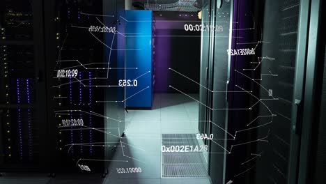 Animation-of-network-of-connections-and-data-processing-against-computer-server-room