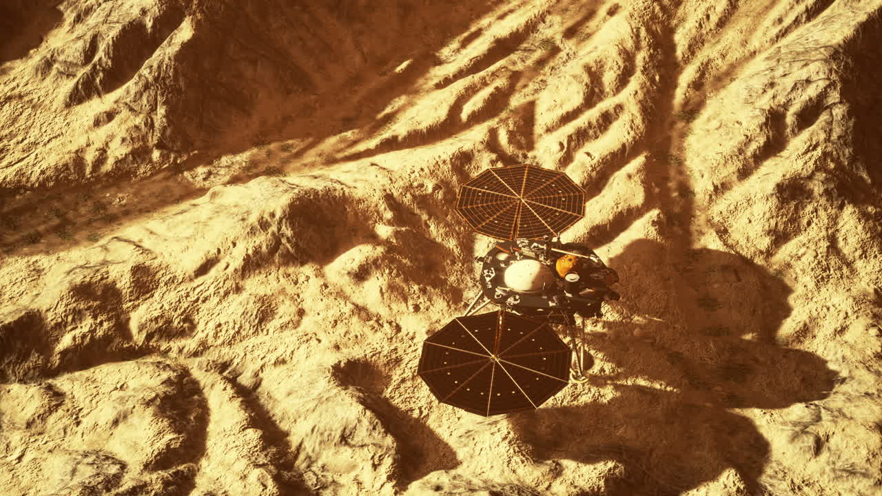 인사이트 화성은  ⁇ 은 행성의 표면을 탐사하고 있습니다. nasa가 제공한 요소들입니다.