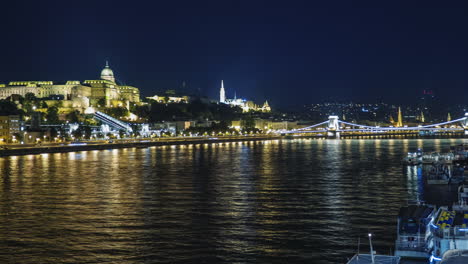 panning timelapse: panorama of budapest at night hungary
