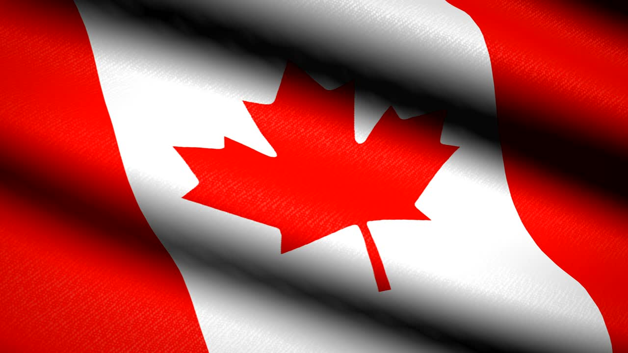 bandera de canada ondeando fondo textil con textura. animación de bucle sin costuras. pantalla completa. movimiento lento. video en 4k