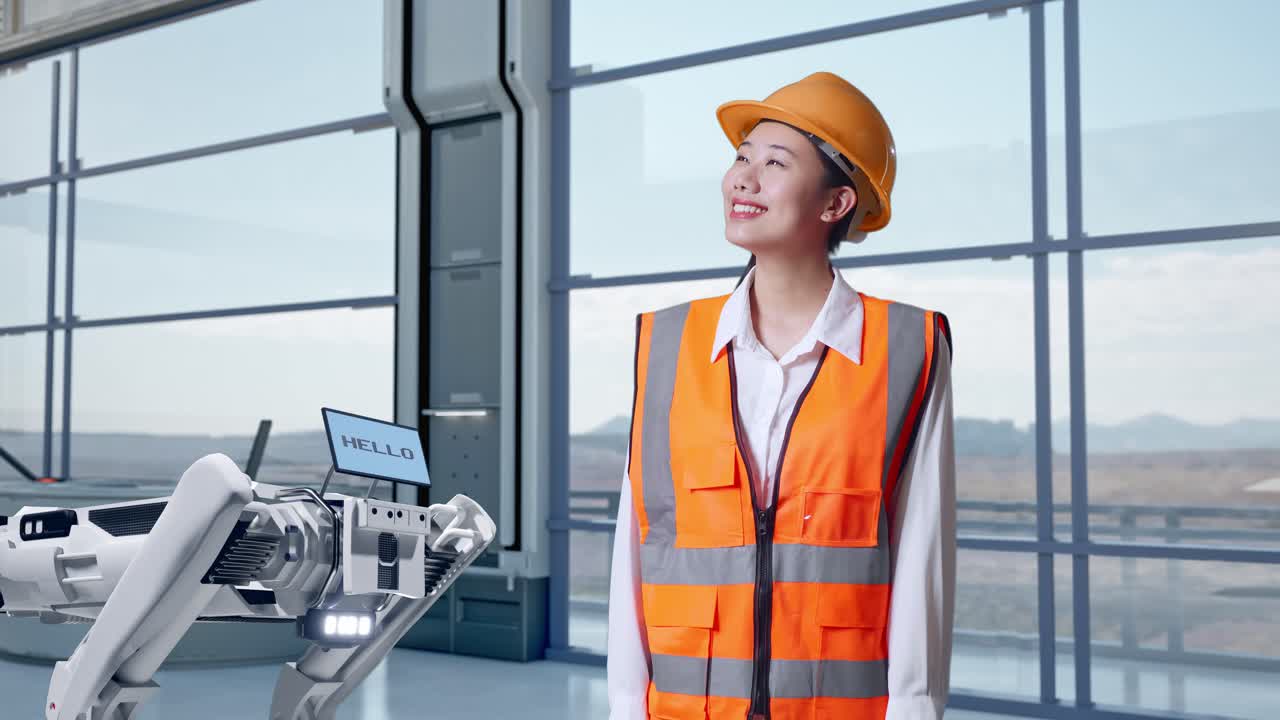 현대 공장에서 여성 엔지니어와 로