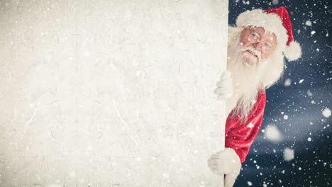 Santa-clause-holding-a-sign-combined-with-falling-snow