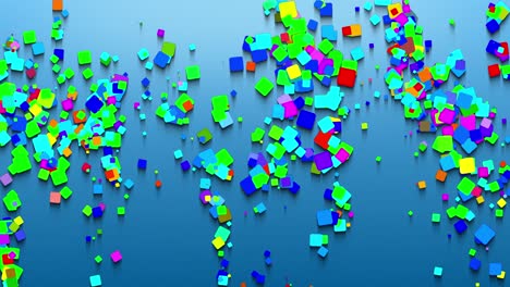 energetic backdrop animation featuring vibrant rectangular shapes generating shadow effects as they form overlapping groups throughout a turquoise gradient background