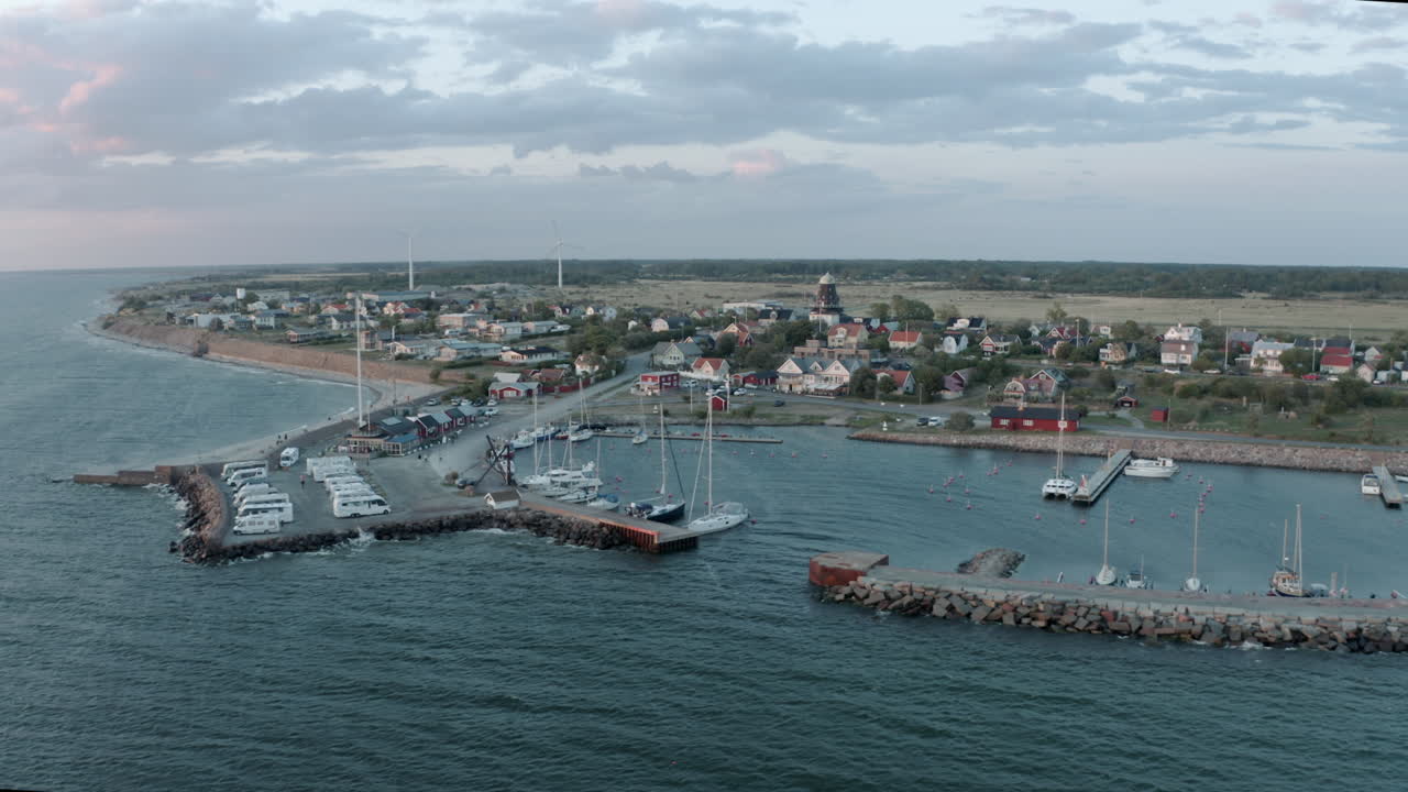 Seatown , Sandvik &Ouml;land Sweden , orbit drone-shot