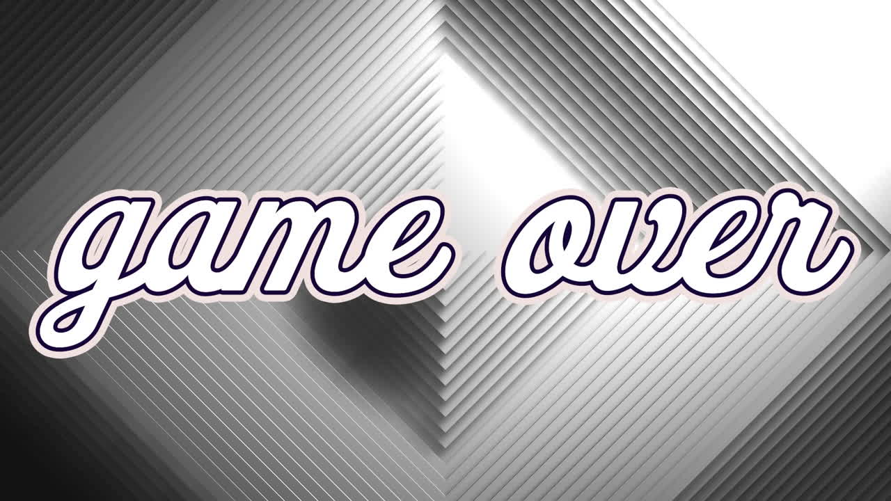 Animation of game over text over white pattern background