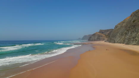 aerial view of the beautiful sandy beach of cordoama on the vicentine coast, algarve, portugal