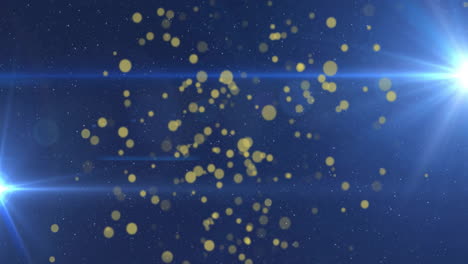 animation of light spots and trails on blue background