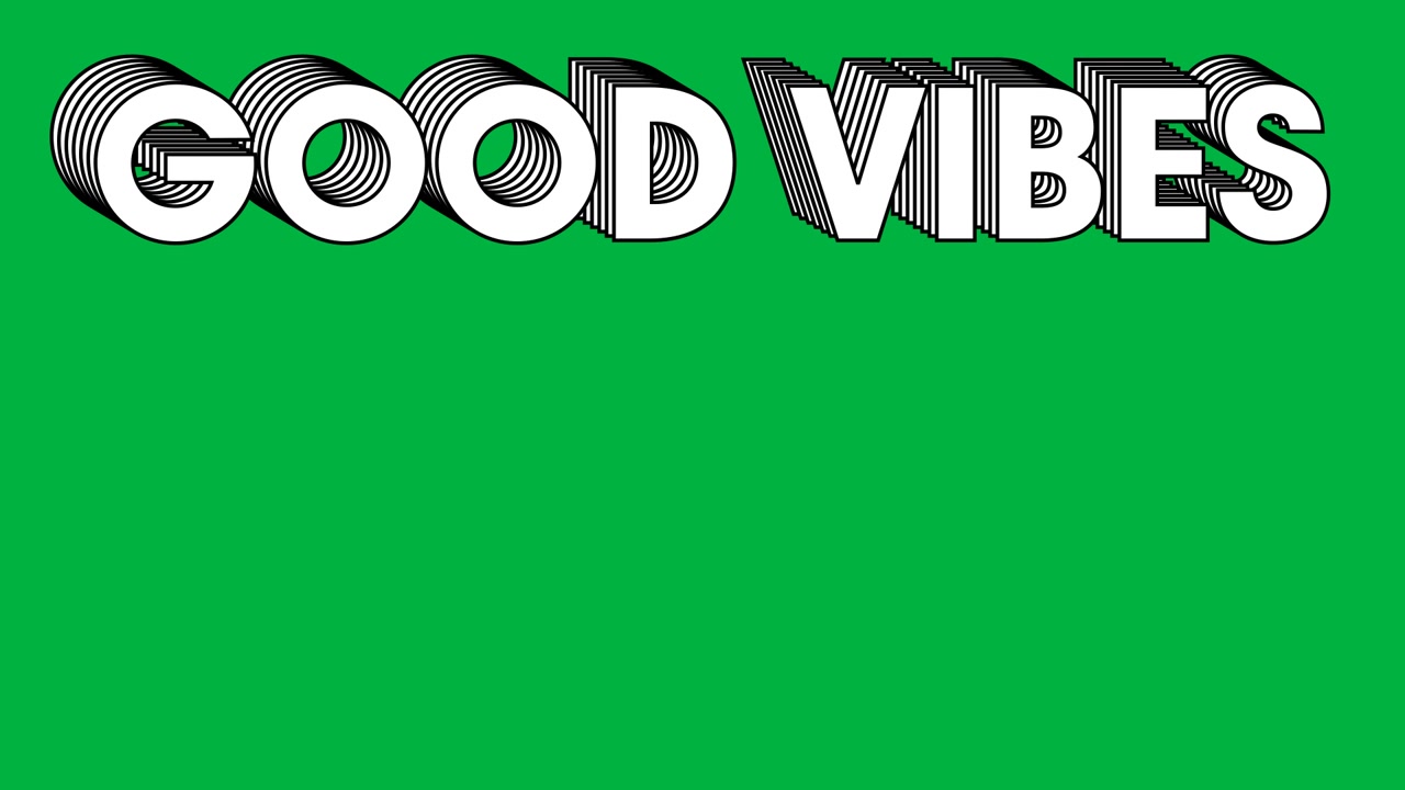 Animert «Good Vibes»-tekst på grønn skjerm-bakgrunn