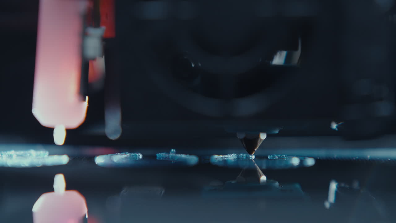 Close-up view of a 3D printer in action