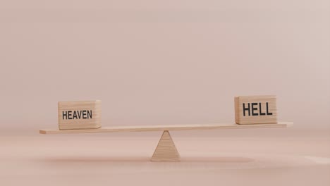 heaven and hell balancing on seesaw