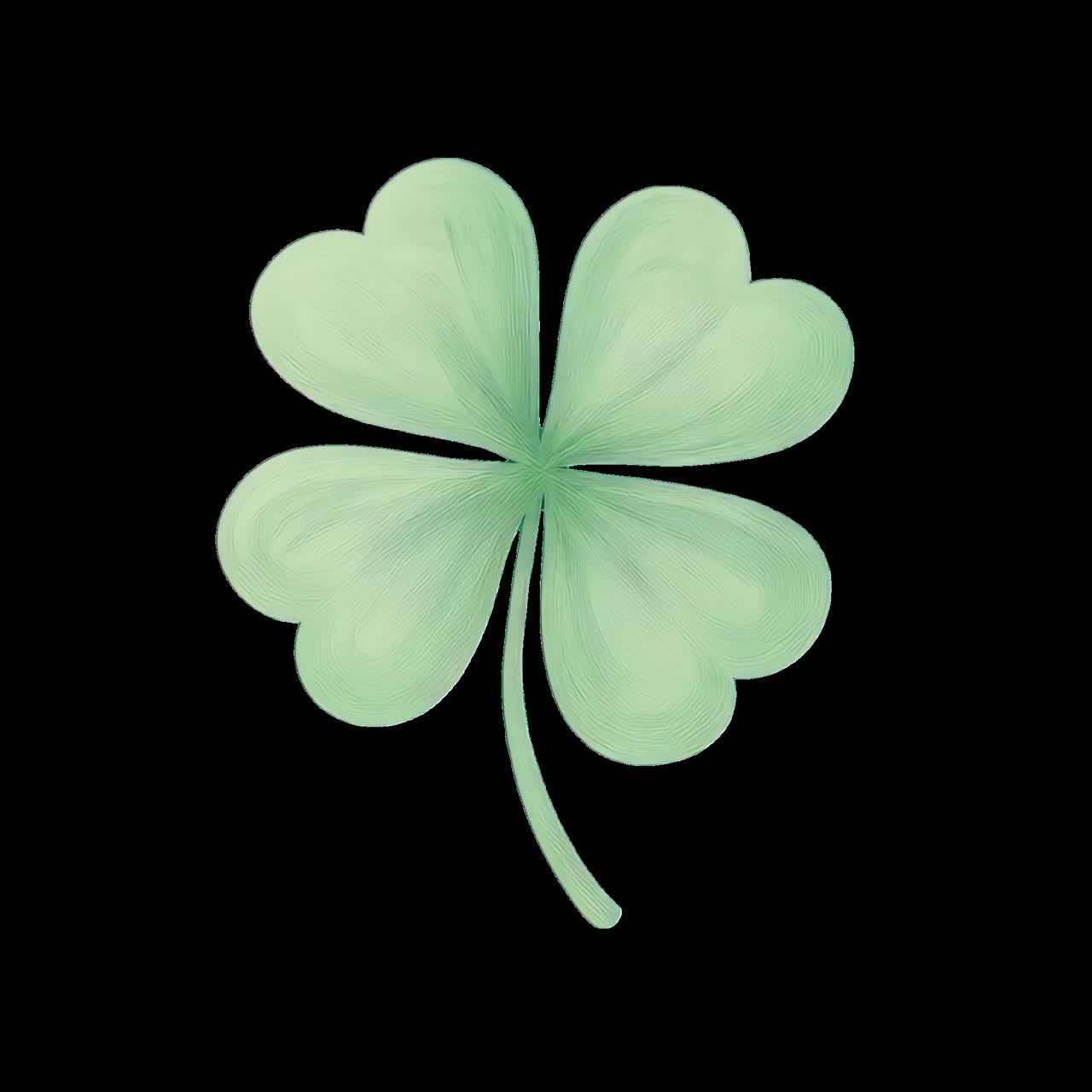 Elegant four-leaf clover illustration animation isolated asset, transparent 4K video, alpha channel