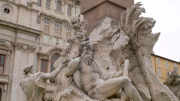 Close Up Of Piazza Navona Fountain.