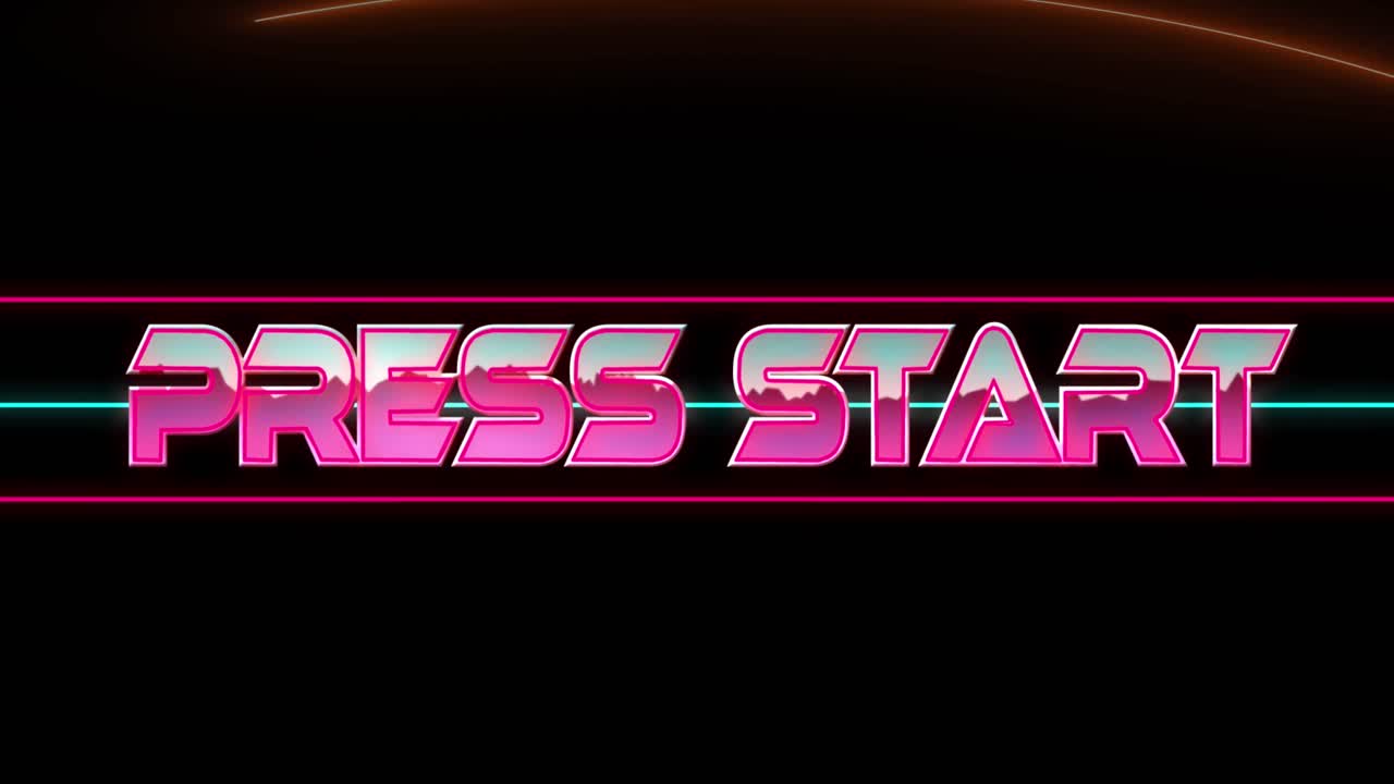 Animation of press start text on black background