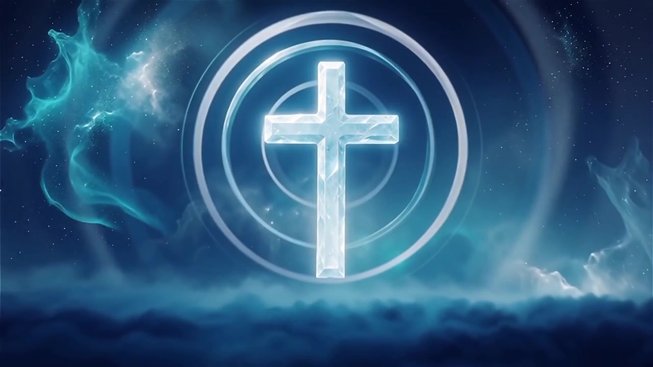 Croce Cristiana Luce Celestiale Sfondo per il Culto.