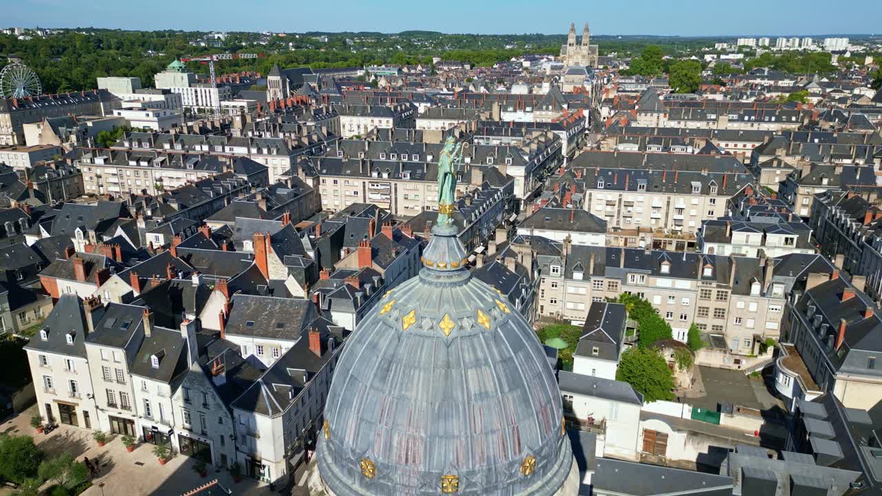 Aerial View of Cityscape with Dome and Buildings