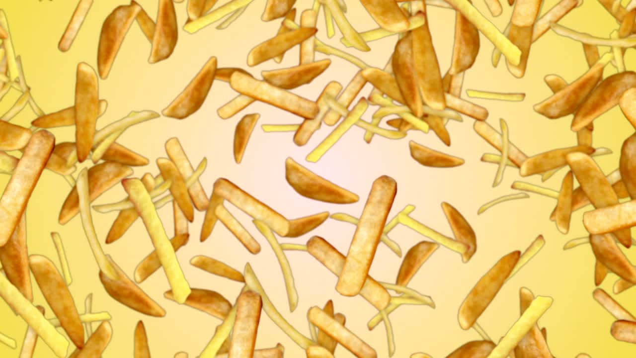 Falling French Fries Background, with Alpha Channel, Loop