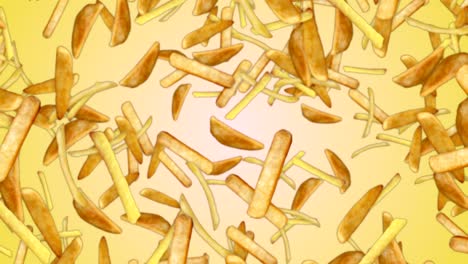 el fondo de las papas fritas cayendo, con el canal alfa, bucle