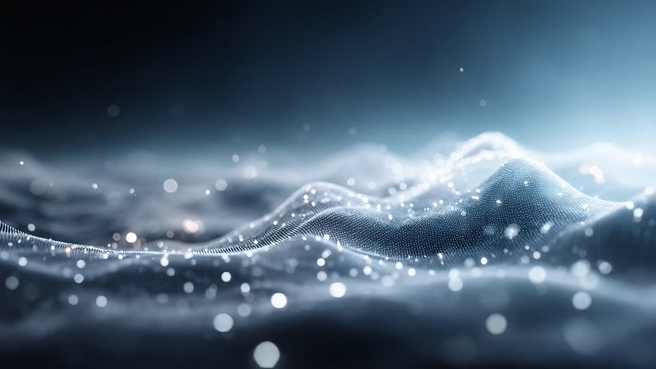 A Serene Exploration of Glimmering Waves and Ethereal Light in an Enchanting Digital Landscape