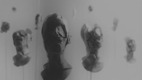 broken mannequin head shells in xray