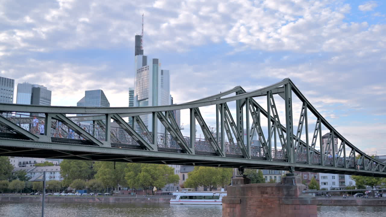 View of the Iron Footbridge in Frankfurt, Germany