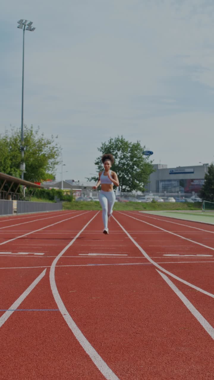 mujer corriendo en una pista