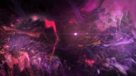 bellas nubes de nebulosa púrpura coloridas con una estrella llameante - animación de efectos visuales 3d