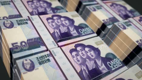 corea del norte ganó dinero billetes de banco paquete bucle sin costuras