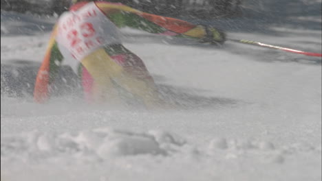 a person is skiing in a competition