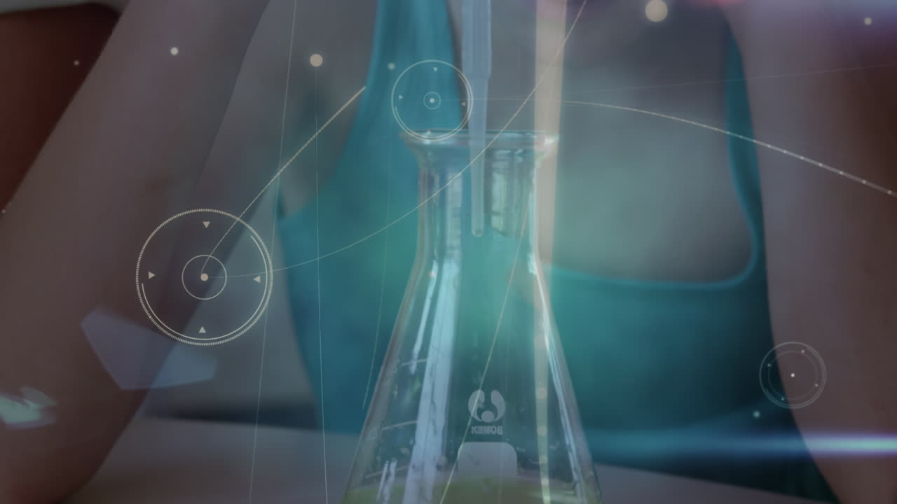 실험을 하는 백인 여학생에 대한 연결 네트워크의 애니메이션