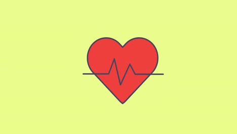 animation of heart icon moving on green background