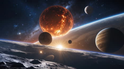 a majestic planetary system in deep space