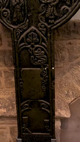 detailed view of ornate celtic cross display