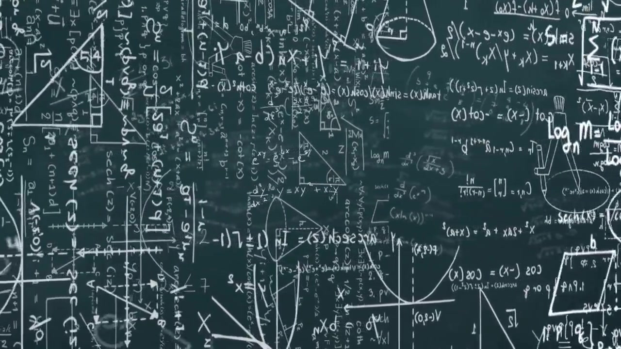 Animation of mathematical equations and diagrams over gray background