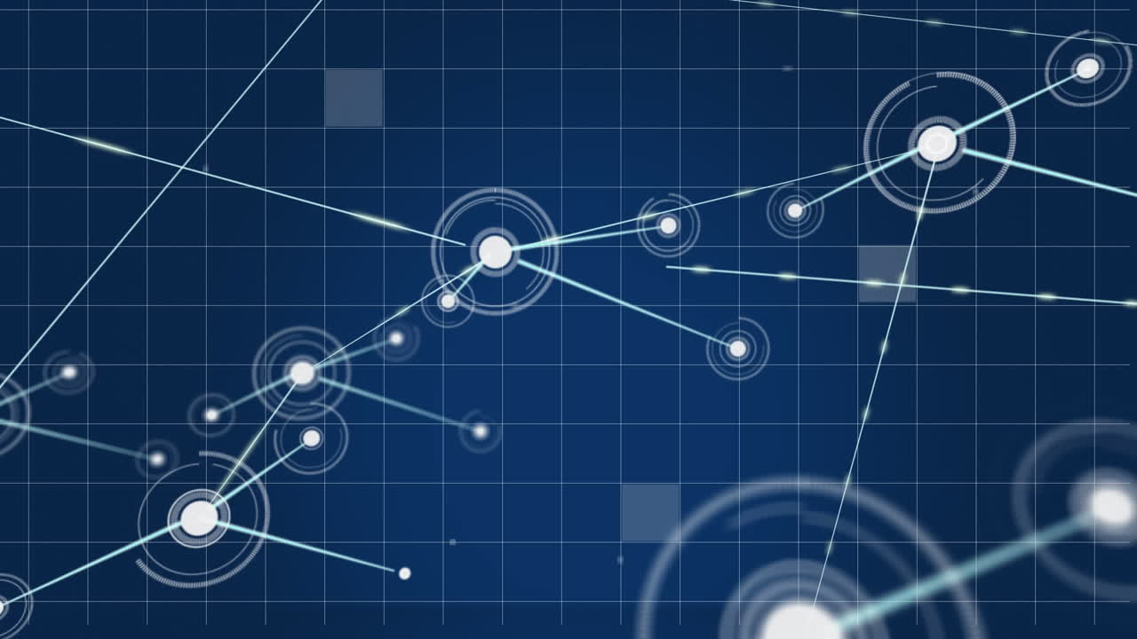 animación de la red de conexiones con puntos en el fondo de la cuadrícula.