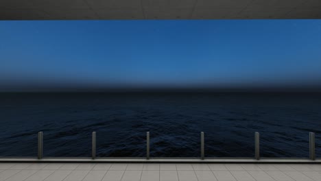 Ocean view from a balcony on the sea, sunset stock video