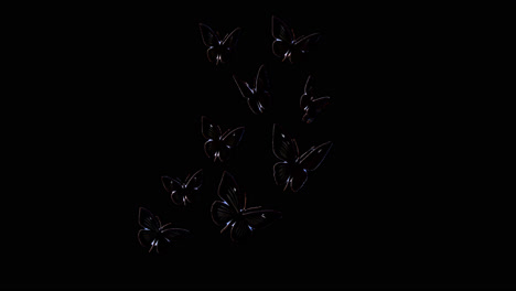 Black butterflies animated overlay, transparent 4K video, alpha channel, ProRes 4444