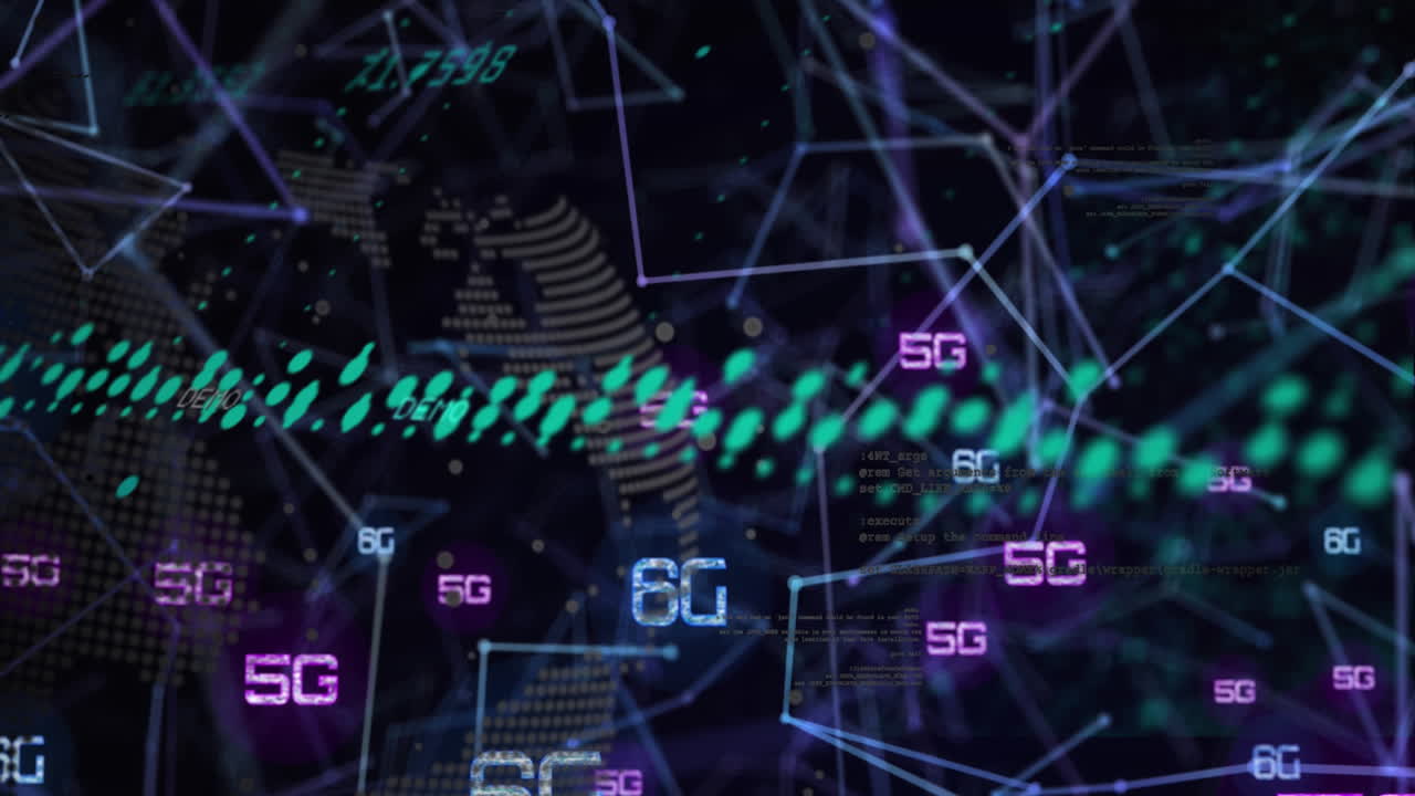 연결 네트워크를 통해 5g 및 6g 텍스트 및 데이터 처리의 애니메이션