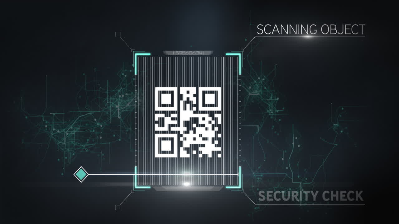 QR code scanner data processing against blue background