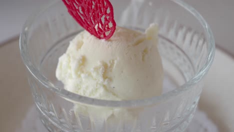 vanilla ice cream in a glass cup