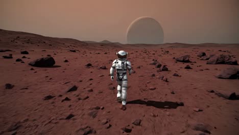 astronaut walking on mars