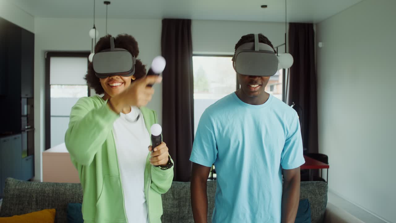 Couple Enjoying VR Gaming at Home