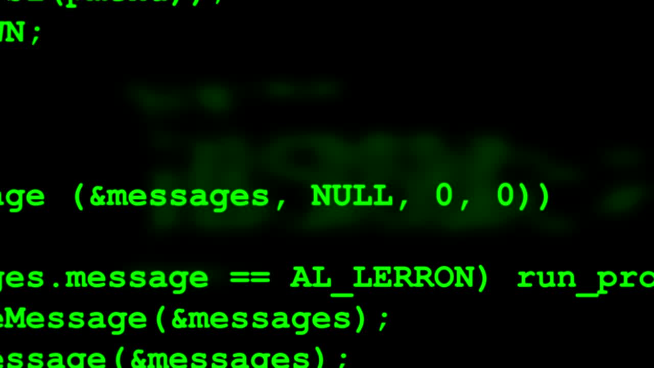 Rows of computer code disappearing in distance