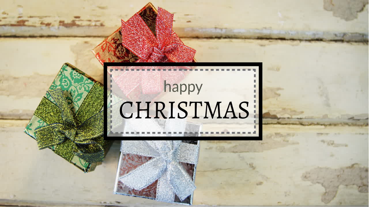 feliz texto de navidad y regalos de navidad 4k