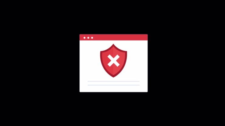 Animated Browser Window Showing Security Error Shield Icon