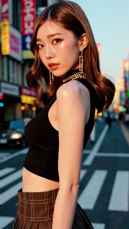 mujer elegante en un entorno urbano