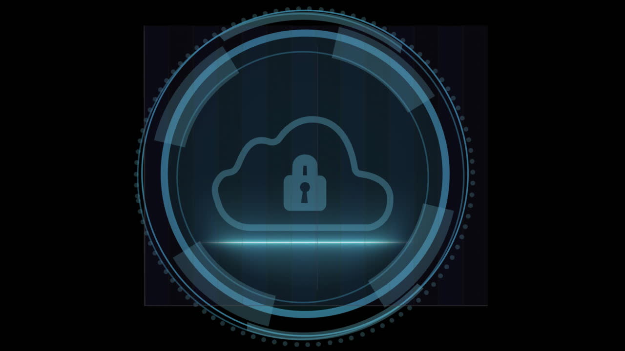 Animation of padlock and cyber security text over diagrams