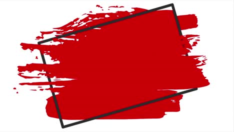 red brush stroke transition background with square frame. animation of paint splash in 4k.