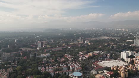 Ciudad-Universitaria-seen-from-a-drone,-Copilco-area,-Coyoacan,-Mexico-City