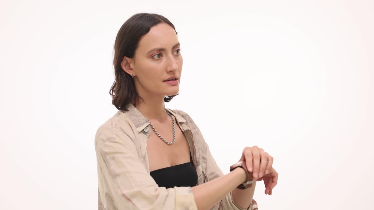 Woman checking her smartwatch